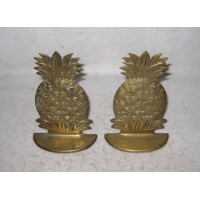 Set of 2 Bookends Metal Pineapple Relief Shelf Decor 6 x 4”   232855134615
